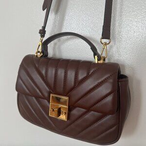 ALDO Hays Quilted Faux Leather Top Handle Bag In Brown